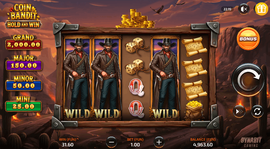 Coin Bandit Gameplay — 5×4-Slot von Dynabit Gaming